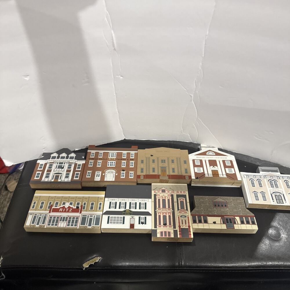 Cat’s Meow Village Series XII 12 Wooden Building Shelf Sitters Lot of 9 USA